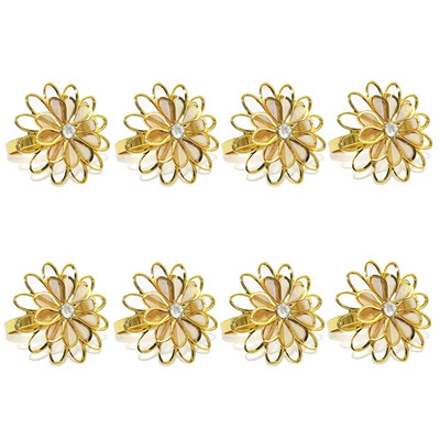 8Gb Zelta sudraba Rhinestone DIY salvešu gredzeni Ziemassvētkiem Pateicības kāzu pieņemšanām Svētku ballīšu galda dekors HWD27