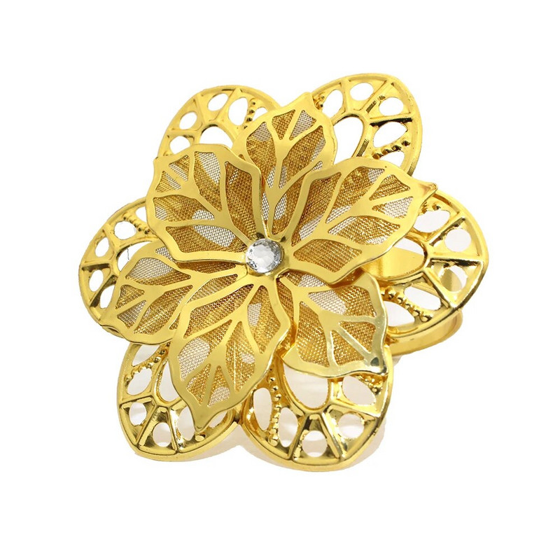 8Gb Zelta sudraba Rhinestone DIY salvešu gredzeni Ziemassvētkiem Pateicības kāzu pieņemšanām Svētku ballīšu galda dekors HWD27