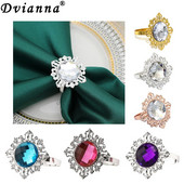 6Gb Dimanta salvešu gredzeni Crystal Rhinestone Bling salvešu turētāji kāzu Ziemassvētku vakariņu ballītei Mājas galda noformējums HWD75