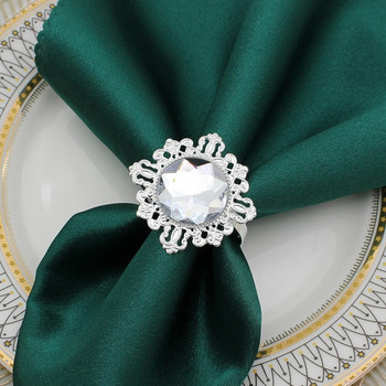 6Pcs диамантени пръстени за салфетки Crystal Rhinestone Bling държачи за салфетки за сватба Коледна вечеря Декорация на домашна маса HWD75