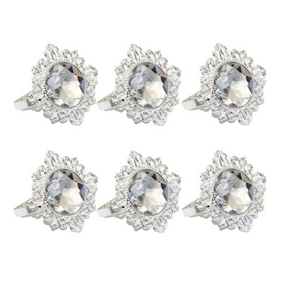 6Gb Dimanta salvešu gredzeni Crystal Rhinestone Bling salvešu turētāji kāzu Ziemassvētku vakariņu ballītei Mājas galda noformējums HWD75