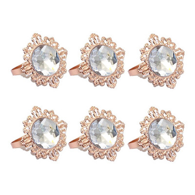 6Gb Dimanta salvešu gredzeni Crystal Rhinestone Bling salvešu turētāji kāzu Ziemassvētku vakariņu ballītei Mājas galda noformējums HWD75