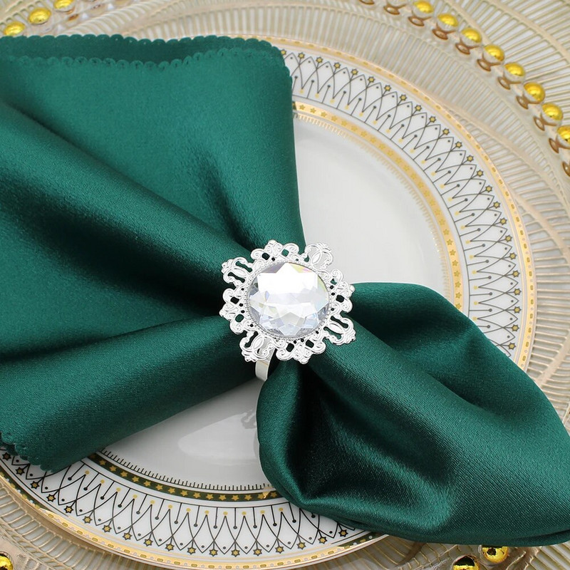 6Gb Dimanta salvešu gredzeni Crystal Rhinestone Bling salvešu turētāji kāzu Ziemassvētku vakariņu ballītei Mājas galda noformējums HWD75