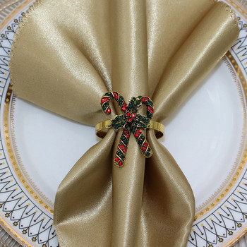 6 τμχ Δαχτυλίδια για χαρτοπετσέτες από στρας καραμέλα Χριστουγεννιάτικες θήκες για χριστουγεννιάτικο δεκανίκι Διακοσμητικό τραπέζι γάμου HWC21