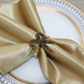 6 τμχ Δαχτυλίδια για χαρτοπετσέτες από στρας καραμέλα Χριστουγεννιάτικες θήκες για χριστουγεννιάτικο δεκανίκι Διακοσμητικό τραπέζι γάμου HWC21