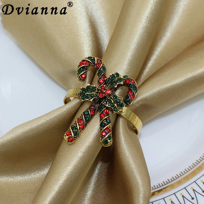 6Gb Rhinestone Candy salvešu gredzeni Ziemassvētku kruķu salvešu turētāji Ziemassvētku brīvdienu vakariņām kāzu ballītes galda dekors HWC21