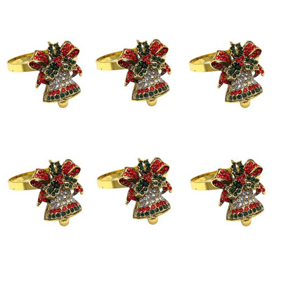 6Gb Rhinestone Candy salvešu gredzeni Ziemassvētku kruķu salvešu turētāji Ziemassvētku brīvdienu vakariņām kāzu ballītes galda dekors HWC21