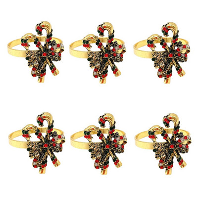 6Gb Rhinestone Candy salvešu gredzeni Ziemassvētku kruķu salvešu turētāji Ziemassvētku brīvdienu vakariņām kāzu ballītes galda dekors HWC21