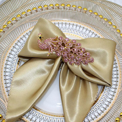 6Gb Bowknot salvešu gredzeni Bling Rhinestone salvešu gredzenu turētāji kāzu dzimšanas dienas Ziemassvētku vakariņu ballītei Mājas galda dekors