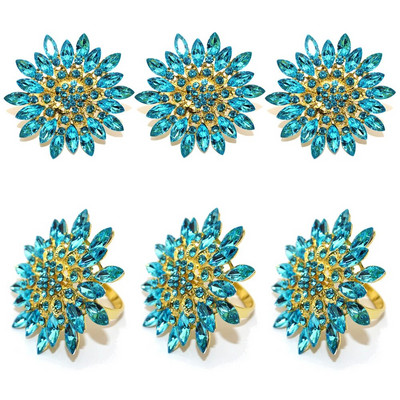 6Gb Bowknot salvešu gredzeni Bling Rhinestone salvešu gredzenu turētāji kāzu dzimšanas dienas Ziemassvētku vakariņu ballītei Mājas galda dekors