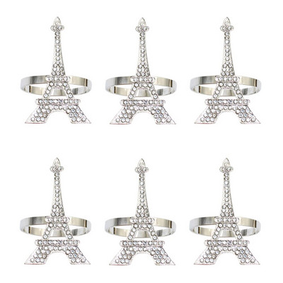 6Gb Bowknot salvešu gredzeni Bling Rhinestone salvešu gredzenu turētāji kāzu dzimšanas dienas Ziemassvētku vakariņu ballītei Mājas galda dekors