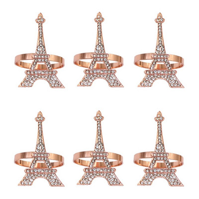 6Gb Bowknot salvešu gredzeni Bling Rhinestone salvešu gredzenu turētāji kāzu dzimšanas dienas Ziemassvētku vakariņu ballītei Mājas galda dekors