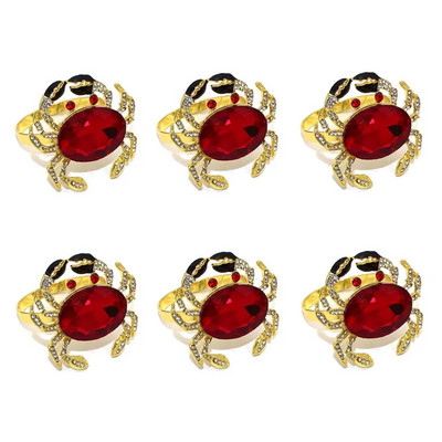 6Gb Bowknot salvešu gredzeni Bling Rhinestone salvešu gredzenu turētāji kāzu dzimšanas dienas Ziemassvētku vakariņu ballītei Mājas galda dekors