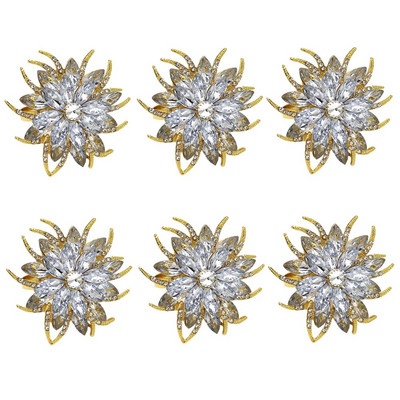 6Gb Bowknot salvešu gredzeni Bling Rhinestone salvešu gredzenu turētāji kāzu dzimšanas dienas Ziemassvētku vakariņu ballītei Mājas galda dekors