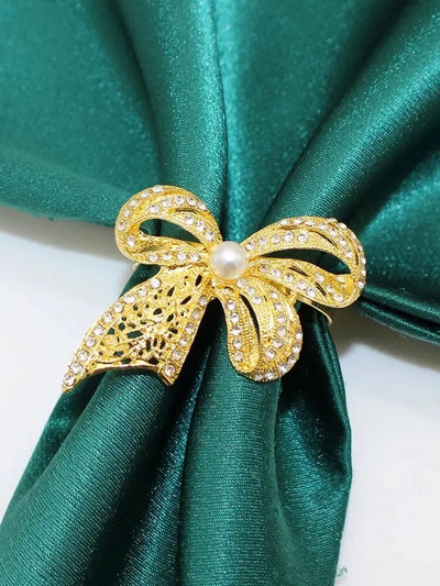 6Gb Bowknot salvešu gredzeni Bling Rhinestone salvešu gredzenu turētāji kāzu dzimšanas dienas Ziemassvētku vakariņu ballītei Mājas galda dekors