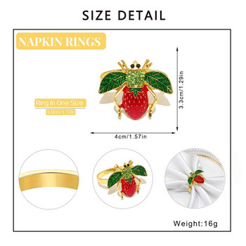 6 τμχ Δημιουργικό δαχτυλίδι για χαρτοπετσέτα μέλισσας Μεταλλικό δαχτυλίδι φρούτο λεμόνι φράουλα Θήκη για πετσέτα γάμου Γιορτινή διακόσμηση τραπεζιού ξενοδοχείου HWE103