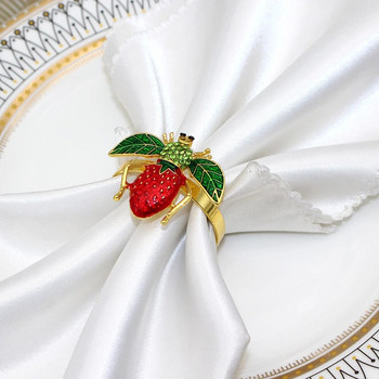 6 τμχ Δημιουργικό δαχτυλίδι για χαρτοπετσέτα μέλισσας Μεταλλικό δαχτυλίδι φρούτο λεμόνι φράουλα Θήκη για πετσέτα γάμου Γιορτινή διακόσμηση τραπεζιού ξενοδοχείου HWE103