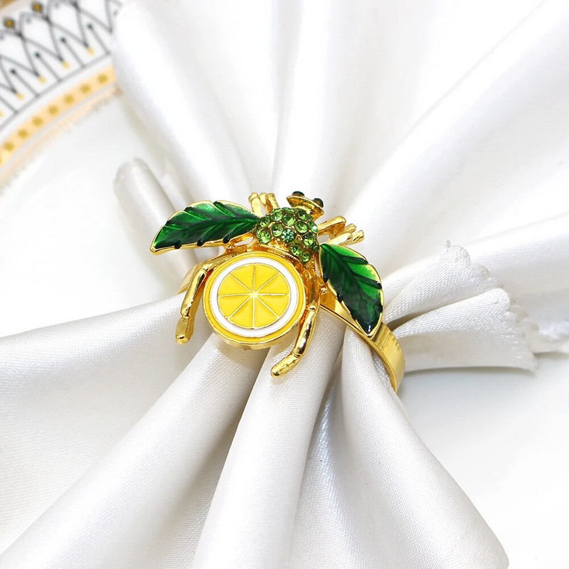 6Gb Creative Bee salvešu gredzens metāla auglis citrons zemeņu salvešu turētājs kāzu ballīte brīvdienu viesnīcas galda noformējums HWE103