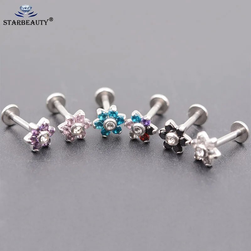 1,2*6/8mm tērauda iekšējais vītnis Opāls akmens auss Helix Tragus stienis pīrsings Opāls Labret Stud lūpu gredzeni Sexy Girls Rotaslietas