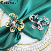 Dvianna 6Gb Butterfly salvešu gredzeni Rhinestone salvešu turētājs kāzu Ziemassvētku ballītei ģimenes pulcēšanās galda noformējums HWD84