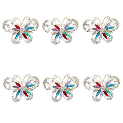 Dvianna 6Gb Butterfly salvešu gredzeni Rhinestone salvešu turētājs kāzu Ziemassvētku ballītei ģimenes pulcēšanās galda noformējums HWD84
