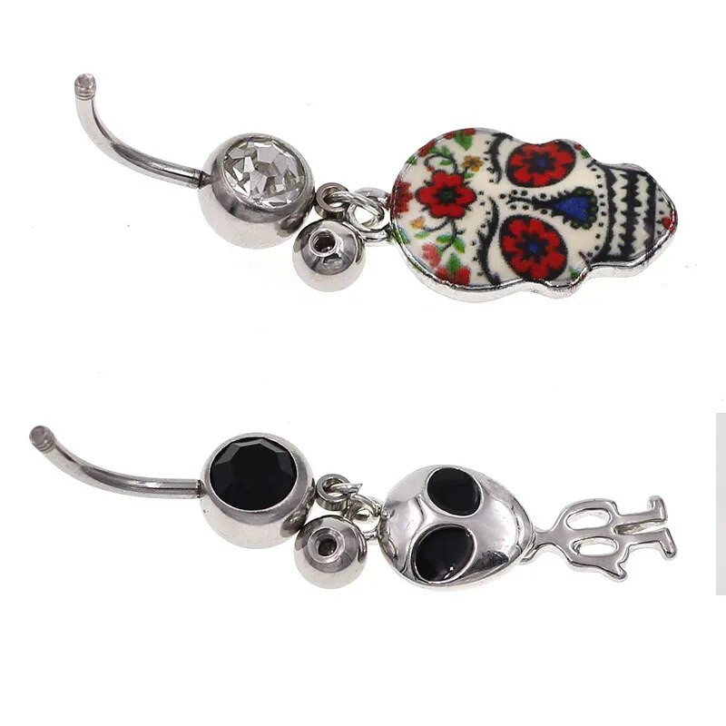 Ρετρό δαχτυλίδια με μπάρα Κοσμήματα Φύλλα Αντιαλλεργικό Κρανίο από ανοξείδωτο ατσάλι Διάτρηση κοσμήματος Κοσμήματα με μπάρα ομφαλό