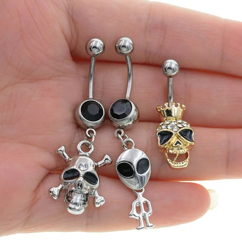 Ρετρό δαχτυλίδια με μπάρα Κοσμήματα Φύλλα Αντιαλλεργικό Κρανίο από ανοξείδωτο ατσάλι Διάτρηση κοσμήματος Κοσμήματα με μπάρα ομφαλό