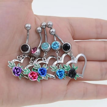 Форма на сърце 4 цвята Форма на розово цвете thebellybuttonring Уникални бижута за уши с корем Коледен подарък Модни бижута