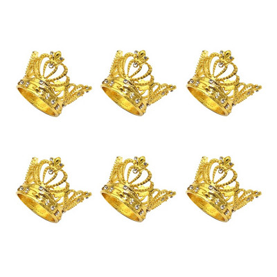 Dvianna 6Gb Rhinestone Crown salvešu gredzeni Zelta salvešu turētājs līgavas dušai kāzu banketu dzimšanas dienas galda noformējums HWM214
