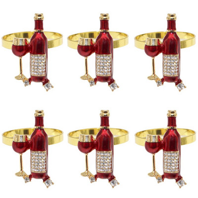 Dvianna 6Gb Rhinestone Crown salvešu gredzeni Zelta salvešu turētājs līgavas dušai kāzu banketu dzimšanas dienas galda noformējums HWM214