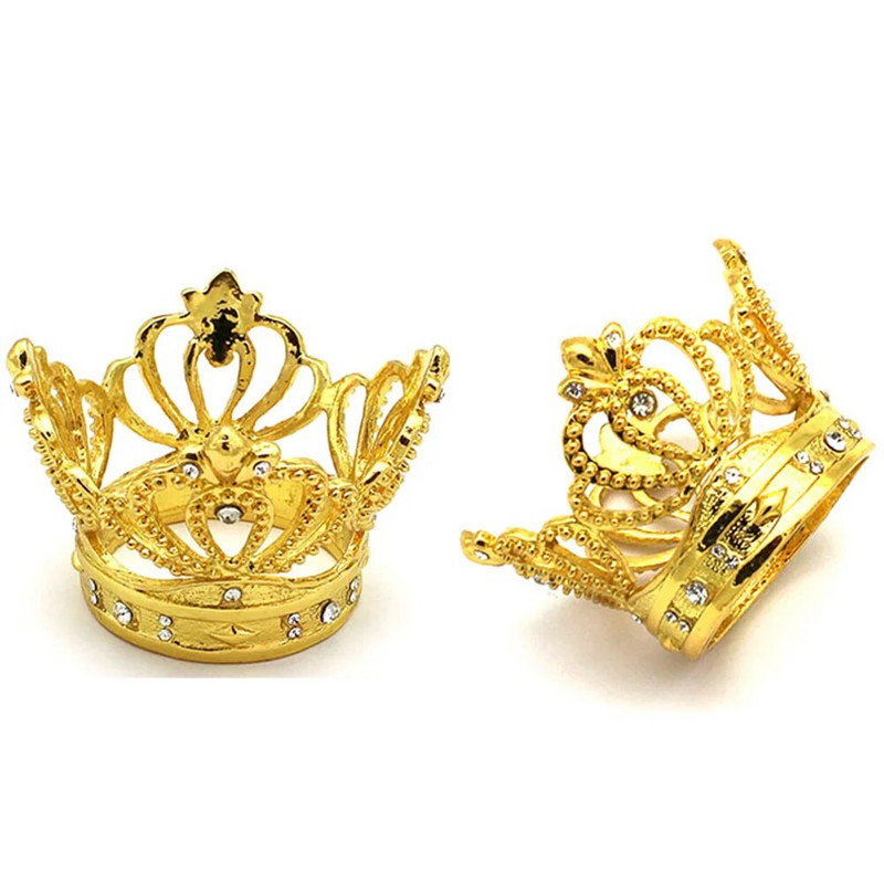 Dvianna 6Gb Rhinestone Crown salvešu gredzeni Zelta salvešu turētājs līgavas dušai kāzu banketu dzimšanas dienas galda noformējums HWM214
