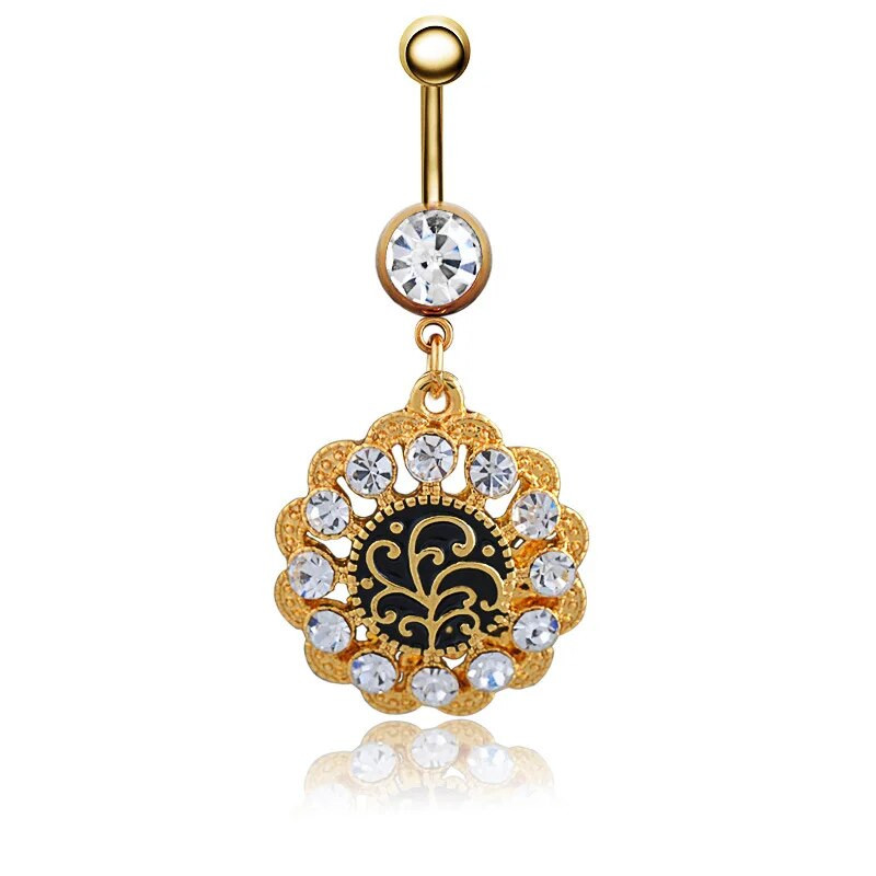 1Gb Vintage Tree Dangle Vintage Pīrsings Naba Vēders Nerūsējošā tērauda Vēdera nabas Pīrsings Stienis Nabas Gredzens Ķermeņa Rotaslietas