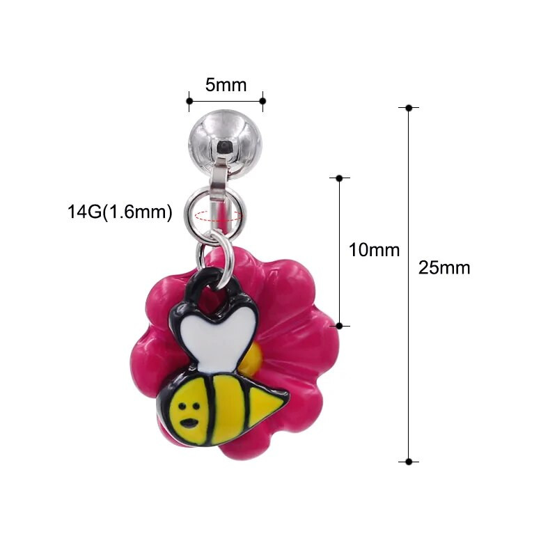 316L rozsdamentes acél ékköves piros virág lógó WildKlass köldökgyűrű Aranyos hal fejjel lefelé Köldökgyűrű Testékszer