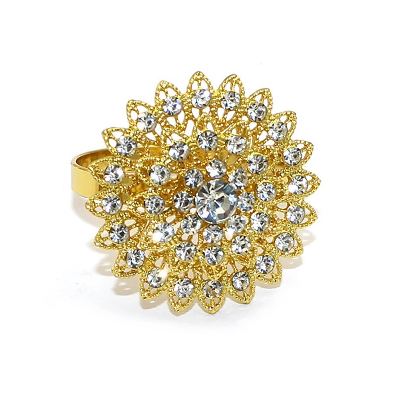 6db gyémánt virág szalvétagyűrű tartó hálaadáshoz Halloween húsvét karácsony esküvő esküvő ünnep asztaldísz HWD110