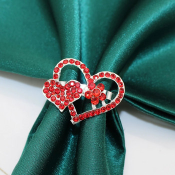 Διαμαντένια δαχτυλίδια χαρτοπετσέτας καρδιάς 6 τμχ για την Ημέρα του Αγίου Βαλεντίνου Γάμος Γενέθλια Χριστουγεννιάτικου πάρτι Χριστουγέννων Διακόσμηση τραπεζαρίας HWD10