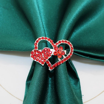 6 бр. пръстени за салфетки с диамантено сърце за Свети Валентин Сватба, Рожден Ден, Деня на благодарността, Коледно парти, Декорация на маса за хранене HWD10