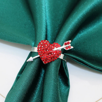 6Gb Dimanta sirds salvešu gredzeni Valentīna dienai, kāzu dzimšanas dienai Pateicības dienai Ziemassvētku ballītei pusdienu galda dekorēšana HWD10