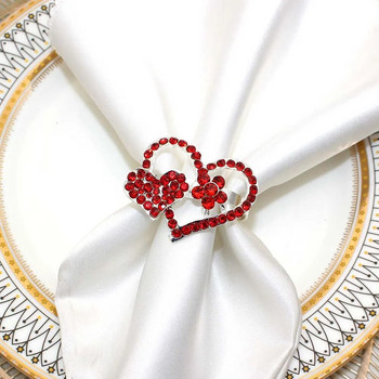 6 τμχ Δαχτυλίδια χαρτοπετσέτας καρδιάς για την ημέρα του Αγίου Βαλεντίνου Δαχτυλίδια χαρτοπετσέτας από κρύσταλλο κόκκινο για διακόσμηση τραπεζιού επετείου γάμου HWD10