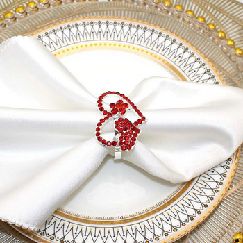 6 τμχ Δαχτυλίδια χαρτοπετσέτας καρδιάς για την ημέρα του Αγίου Βαλεντίνου Δαχτυλίδια χαρτοπετσέτας από κρύσταλλο κόκκινο για διακόσμηση τραπεζιού επετείου γάμου HWD10
