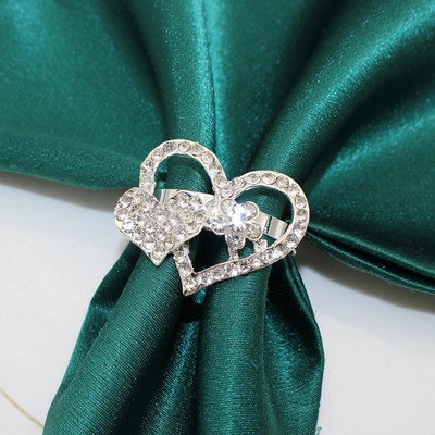 6Gb Valentīndienas sirds salvešu gredzeni Sarkanā kristāla kalnu kristāla salvešu gredzeni kāzu jubilejas galda dekorēšanai HWD10