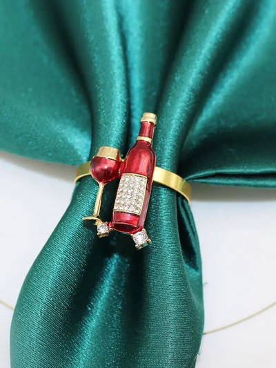 6Gb Valentīndienas sirds salvešu gredzeni Sarkanā kristāla kalnu kristāla salvešu gredzeni kāzu jubilejas galda dekorēšanai HWD10