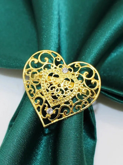 6Gb Valentīndienas sirds salvešu gredzeni Sarkanā kristāla kalnu kristāla salvešu gredzeni kāzu jubilejas galda dekorēšanai HWD10