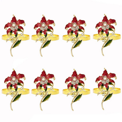 8GAB Ziemassvētku flamingo salvešu gredzens rozā krāsā Rhinestone dzīvnieku salvetes sprādze kāzu Ziemassvētku dzimšanas dienas svinībām galda dekors HWC256