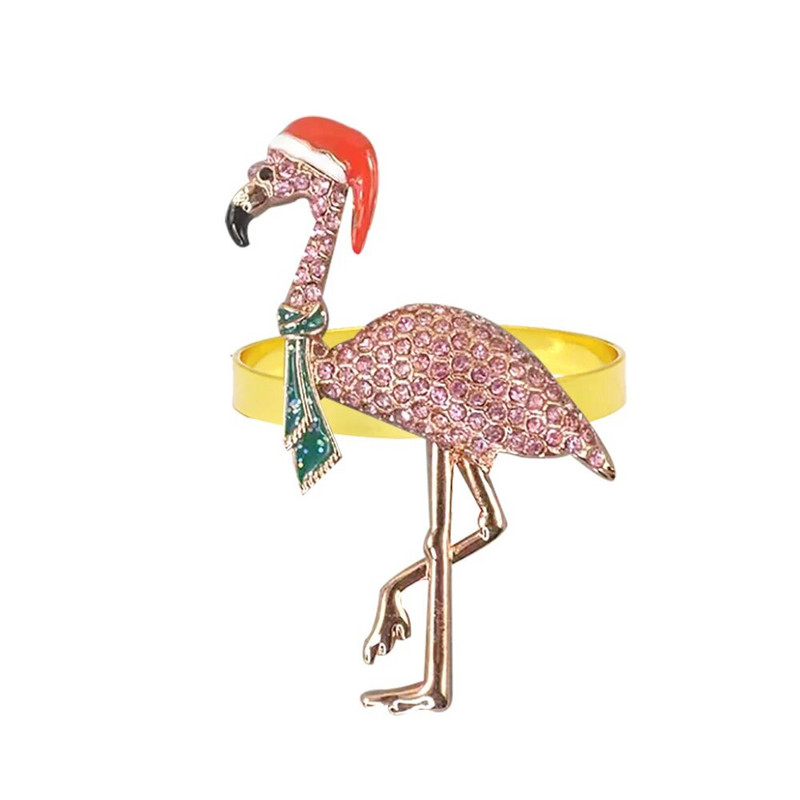 8GAB Ziemassvētku flamingo salvešu gredzens rozā krāsā Rhinestone dzīvnieku salvetes sprādze kāzu Ziemassvētku dzimšanas dienas svinībām galda dekors HWC256