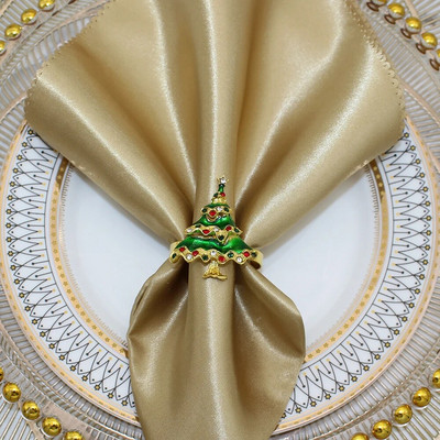 6Gb Zelta Ziemassvētku eglītes salvešu gredzeni Rhinestone Diamond salvešu sprādze Ziemassvētku kāzu Pateicības vakariņu galda dekorēšanai