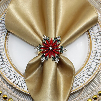 6Gb Zelta Ziemassvētku eglītes salvešu gredzeni Rhinestone Diamond salvešu sprādze Ziemassvētku kāzu Pateicības vakariņu galda dekorēšanai