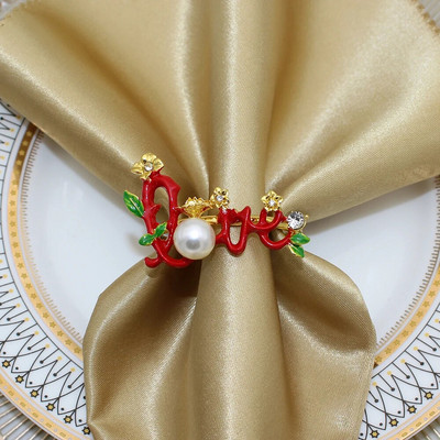 6Gb Zelta Ziemassvētku eglītes salvešu gredzeni Rhinestone Diamond salvešu sprādze Ziemassvētku kāzu Pateicības vakariņu galda dekorēšanai