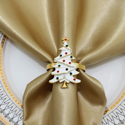 6Gb Zelta Ziemassvētku eglītes salvešu gredzeni Rhinestone Diamond salvešu sprādze Ziemassvētku kāzu Pateicības vakariņu galda dekorēšanai