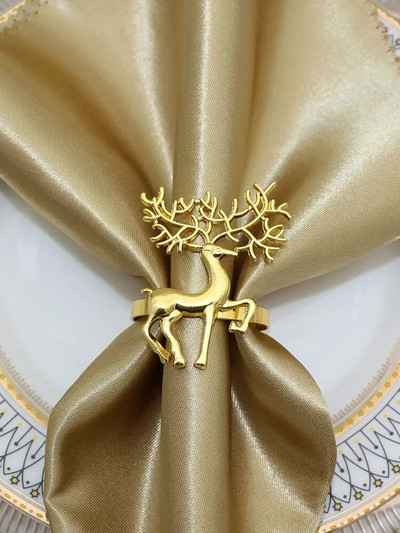 6Gb Zelta Ziemassvētku eglītes salvešu gredzeni Rhinestone Diamond salvešu sprādze Ziemassvētku kāzu Pateicības vakariņu galda dekorēšanai