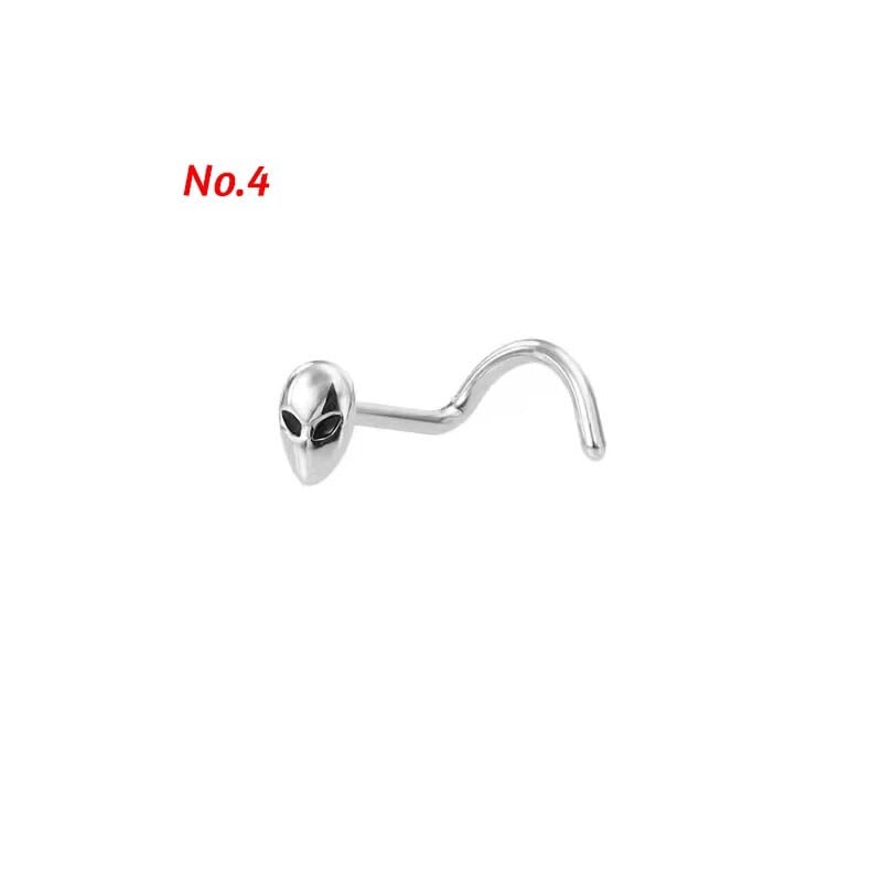 Kirurgilisest terasest armsa looma ninarõngaste komplekt Tõelise keerdkujulise kujuga nina augustamise naastu komplekt Kolju ninarõngaste komplekt augustamiseks Nariz Lote